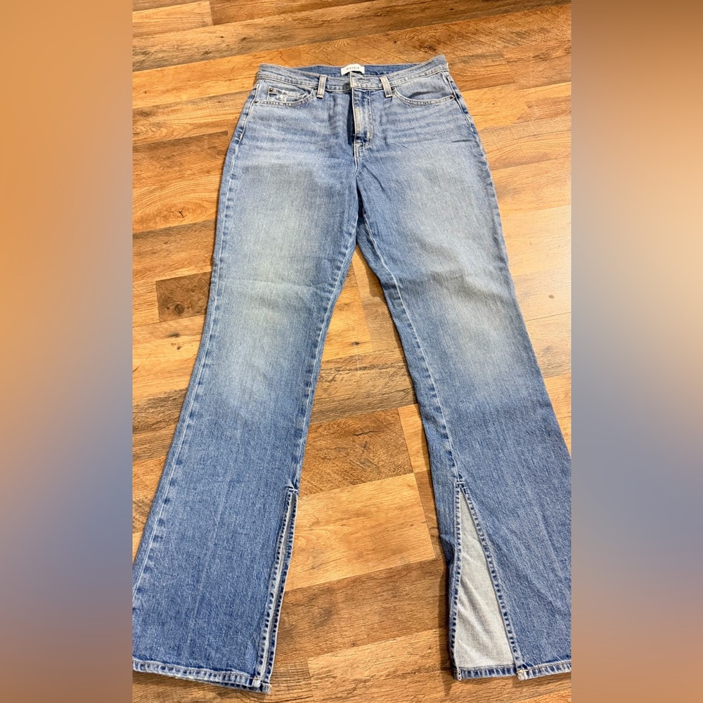 pistola Light Blue Split Hem Flare Jeans